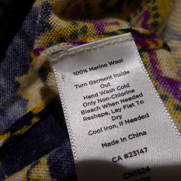 TALBOTS Printed Merino Wool Cardigan S-M Petite - Picture 6 of 8